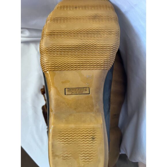 Sperry Saltwater Wedge Tide Wool Black Brown Duck Boots Size 10 - Picture 10 of 11